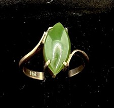14k Yellow Gold Ring 925 Green