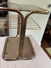 Vintage Art Deco Hollywood Regency Style 3 Tier Brass Magazine Rack.
