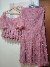 African Skirt and top Flowered French Lace High Quality with Beads. worn once. L