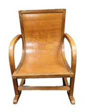 Vintage BAUHAUS BENTWOOD CHILD'S ROCKING CHAIR with Dutch Windmill scene