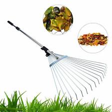 Adjustable Telescopic Metal Garden Rake Tools Leaf Telescopic Handle Lawn Grass