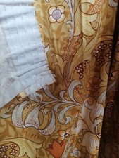 William Morris Golden Lily mustard gold vintage curtains each 74"d x 70"w