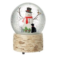 Heaven Sends Cat, Dog and Robin with Snowman Christmas Snow Globe Home Ornament