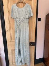 Monsoon Ellinor Jacquard Print Maxi Dress Sage Green Satin Bridesmaid Dress 10