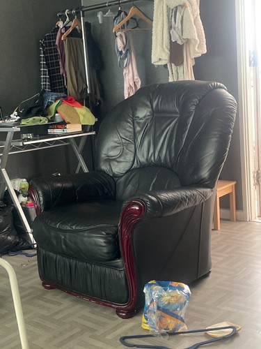 Italian leather arm chair - leather,