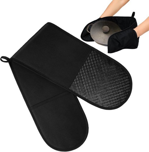 Oven gloves black kitchen - gloves,