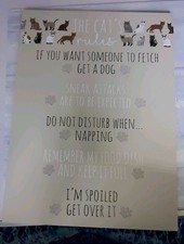 Seconds Clearance The Cat's Rules Large Sign For Cat Lovers Pet Owners Wall Art