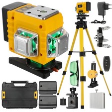 12 Line Laser Level Green Self Leveling 4D Cross Measure Tool Kit + 2 Batteries