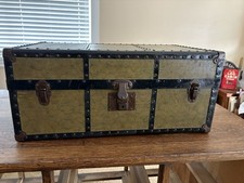 Antique Vintage Childs Doll Wardrobe Trunk Chest