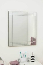 Large Bathroom Wall Mirror Silver Triple Bevelled 2Ft3 X 1Ft11 68cm X 58cm)