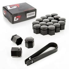 20X Wheel Nut Caps Set Black