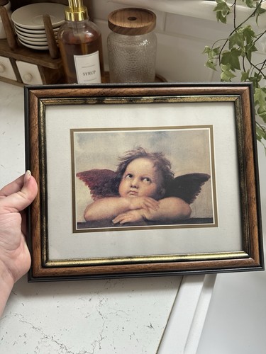 Vintage framed cherub print - vintage,