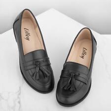 Lilley Womens Shoes Black Adults Ladies Loafer Slip On Tassle School Anais SIZE
