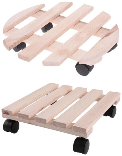 Wooden plant pot caddy - pot,