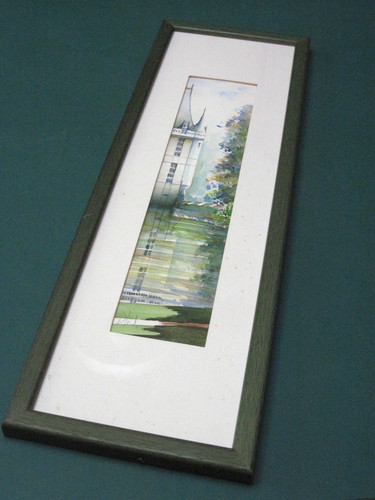 French chateau watercolour - -,