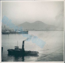 Naples Harbour Tug & Cargo Ship in 1952 3.25 x 3.25 inch original Photo 