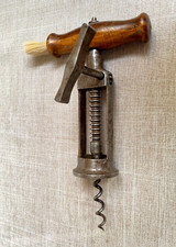 Antique c1855 Lund Hipkins Rack Pinion Mechanical Corkscrew Duster Brush