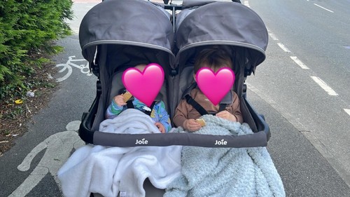 Double pram baby and - double,