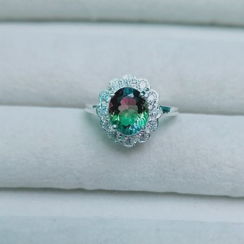 Watermelon tourmaline ring - watermelon,
