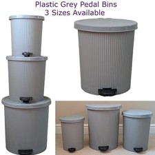 PEDAL BIN KITCHEN BATHROOM TOILET RUBBISH DUSTBIN PLASTIC GREY Small Large Trash