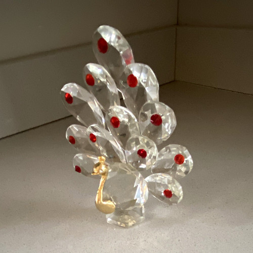 Clear crystal glass peacock - glass,
