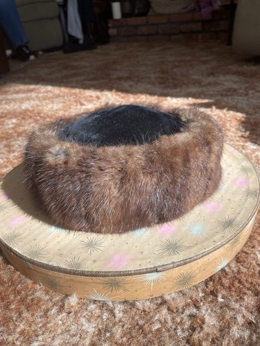 Vintage mink pillbox hat - mink,