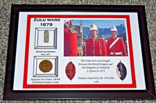Zulu wars 1879 RORKES DRIFT Martini Henry relic display with 1879 QV coin + DVD