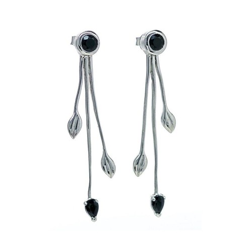 Sapphire dangle earrings leaf - sapphire,