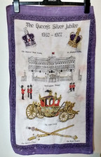 Linen Teatowel, The Queen's Silver Jubilee 1977 vintage, wear & tear, charity