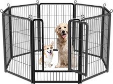 HOMIDEC Dog Pen, 8 Panel Puppy Pen with Door, High 80cm Indoor/Outdoor 