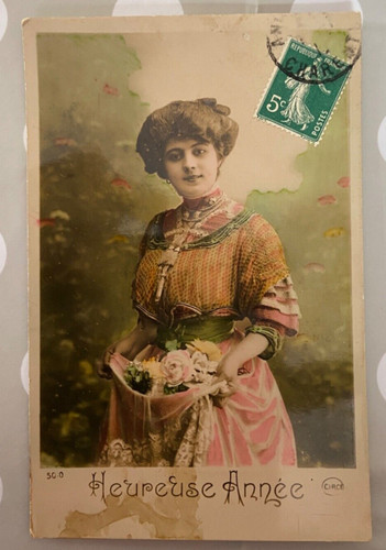 French postcard heureuse annee - french,