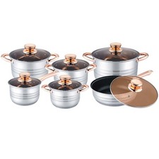 12PC Cookware Set - Saucepan Frying Pan Casserole Stainless Steel Cookware Set
