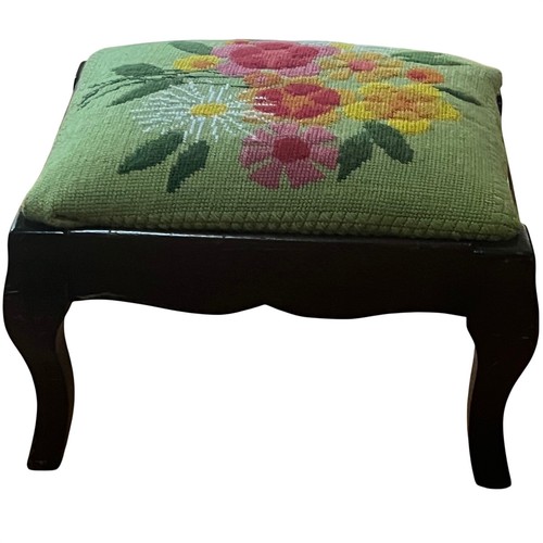 Vintage needlepoint footstool - needlepoint,