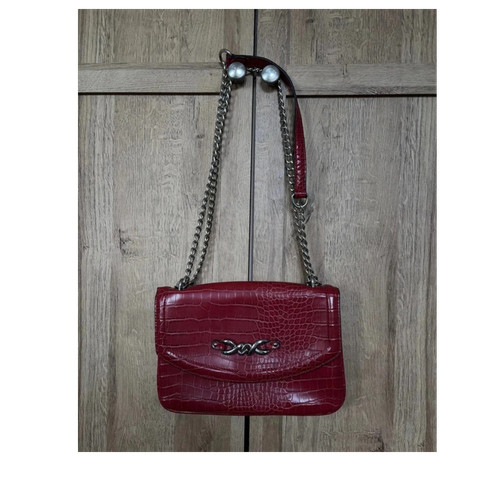 Red crocodile embossed faux - crocodile,