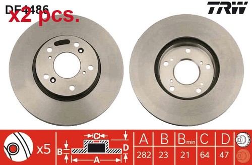 Pcs front brake disc - x2, rotos