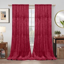 Pair Luxury Crushed Velvet Curtains Floral Thick Blackout Drapes Ready Made UK