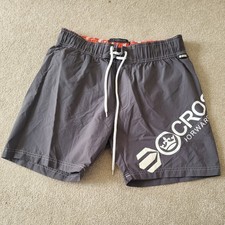 Mens "rosshatch Swim Shorts Size S/M Grey Swimming Shorts Drawstring Closure 