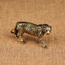 Solid Brass/Pure Copper Tiger Statues Animal Miniatures Vintage Desk/Home Decor