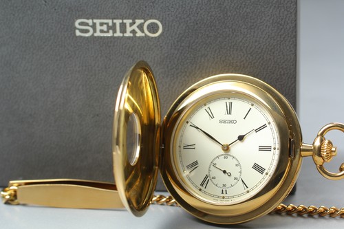 Seiko pocket watch gold half - watch,