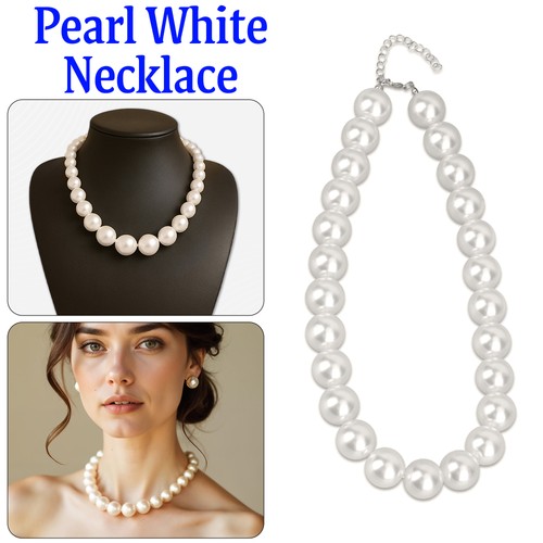 18mm white faux pearl necklace - white,