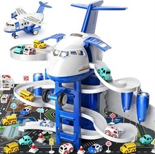 Temi Kids Aeroplane Toys Race Track Playset with Cars and Playmat