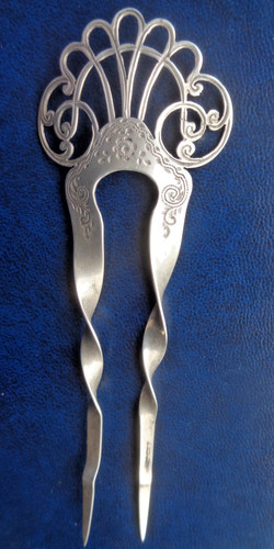 Silver hair comb - silver, ornament