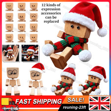 Shaking Wooden Man Figure Decoration Desktop&Car with 12Magnetic Expressions
