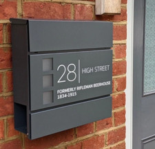 Personalised Lockable Wall-mounted Letter/Post/Mail Box, Anthracite Grey, Black