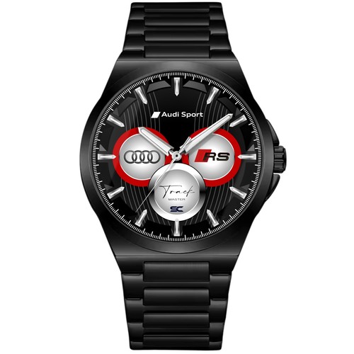 Black steel wrist watch - steel, fan