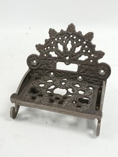 Antique Ornate Cast Iron Folding Trivet Wall Mounted Shelf Bracket Collectible 