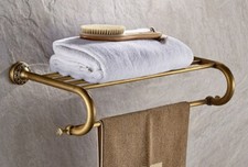 Antique Brass Bathroom Towel Rack Shelf Bath Hanger Storage Towel Holder Dba484