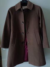 Ness Women’s Brown Wool Blend Elegant A-Line Winter Coat, Snap Closure, UK 10