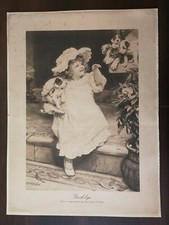 ANTIQUE ORIGINAL B/W PRINT - GOOD BYE- FROM PAINTING BY ARTHUR I. ELSLEY-CA 1894
