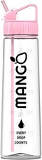 Mango Water Bottle With Straw - 900ml Motivational Time Markings